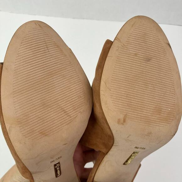 Louise Et Cie Sz 8 Kyvie Cinnamon Suede Sandals Ankle Straps Structured Heel - Picture 15 of 16